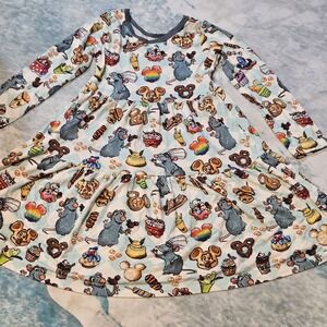 Showstoppers Girls Size 4T Bamboo Rat Snacks Tiered Long Sleeve Dress